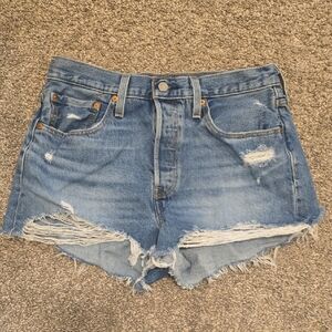 Levi's Light Blue Distressed Jean Shorts